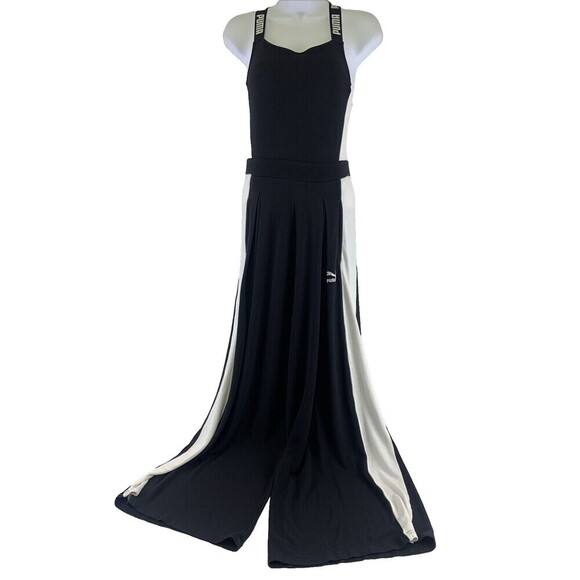 Puma Archive T7 Overall Jumpsuit Wide Leg Black White Tank Scoop Women Small - Picture 2 of 15